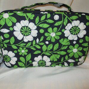 VERA BRADLEY NAVY BLUE FLORAL QUILTED COSMETIC & TOILETRY BAG PREPPY COASTAL